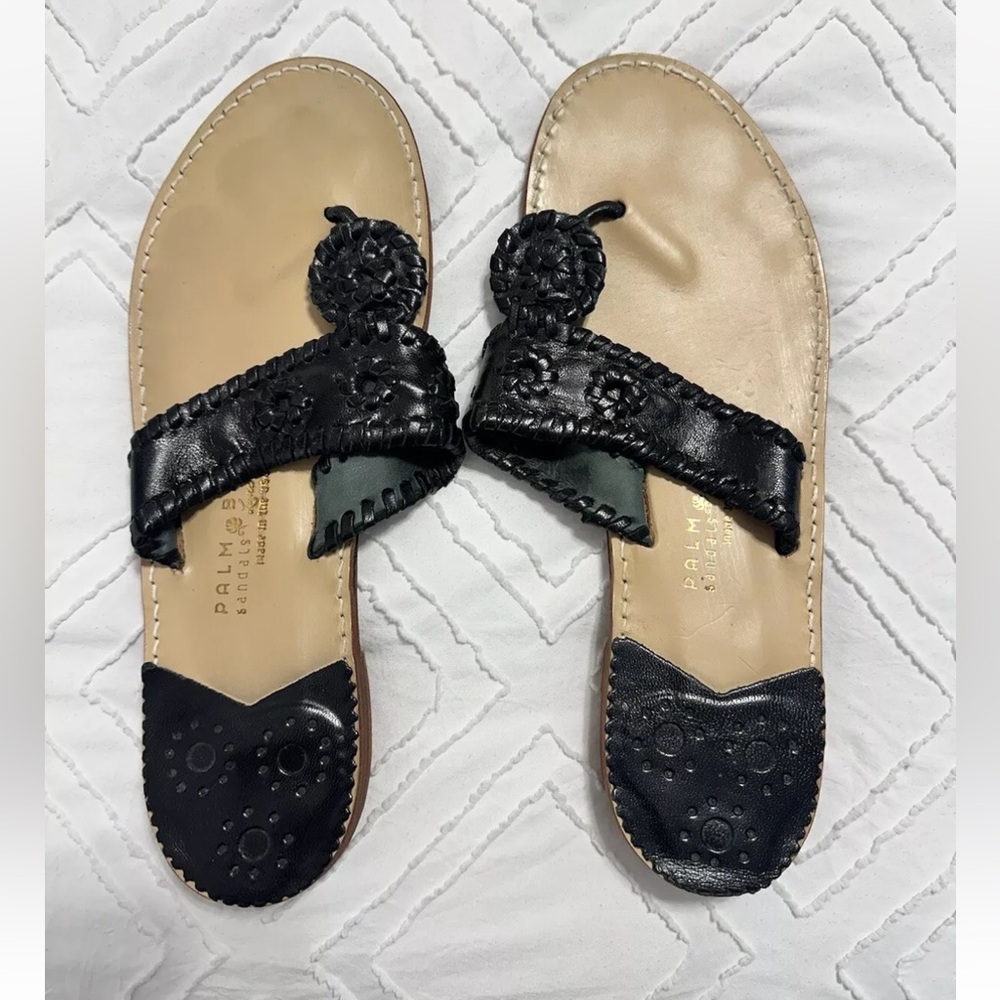 Palm Beach Sandals Jack Rogers Black Patent Flat T Strap Sandals
Thongs 10 M